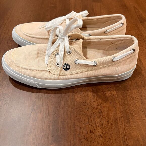 Timberland Beige Canvas Boat Shoes Moc Toe Lace Up Casual Sneakers Men\'s Sz 10.5 main image 7